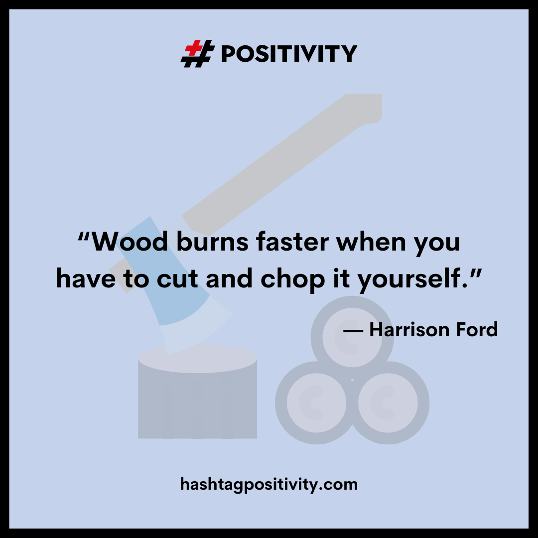 “Wood burns faster when you have to cut and chop it yourself.” -- Harrison Ford