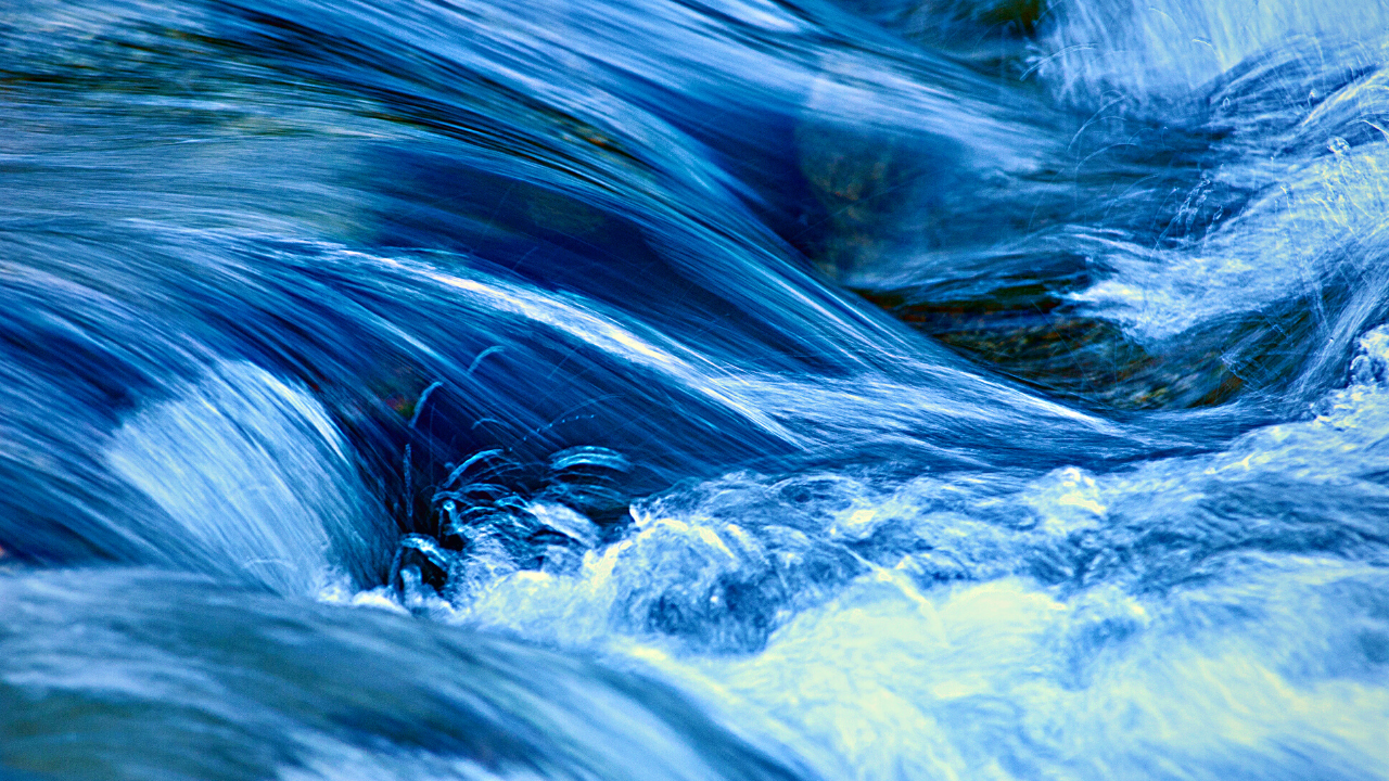 A flowing river current