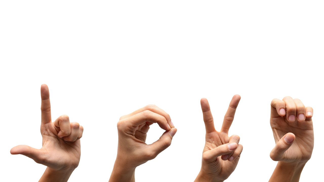 Hands spelling in sign language: LOVE