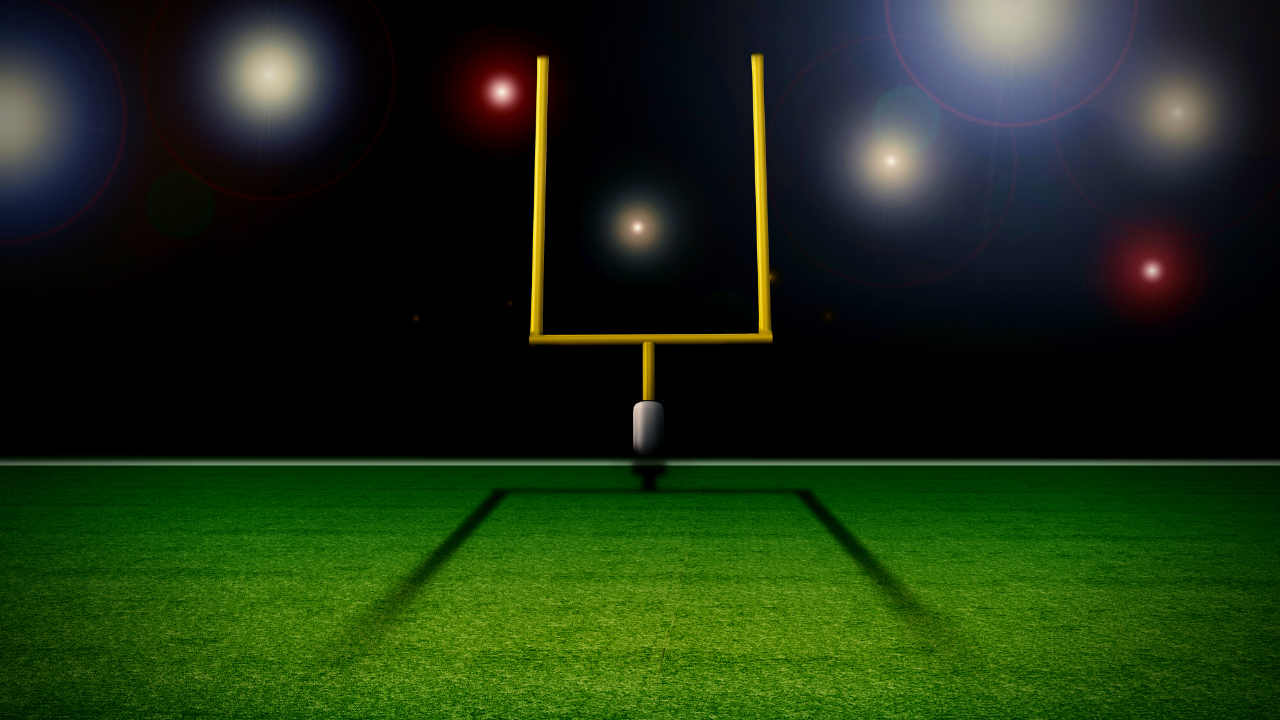 Field goal post on a football field